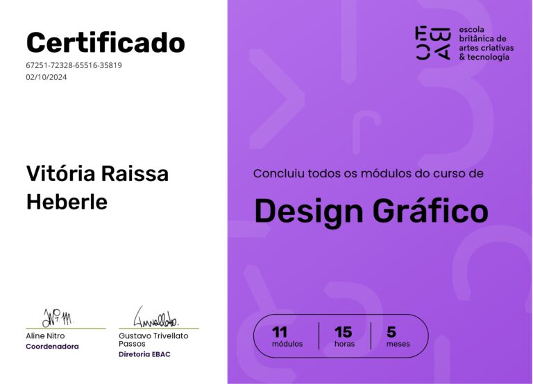 Curso de Design Gráfico da Escola Britânica de Artes Criativas e Tecnologia (EBAC).